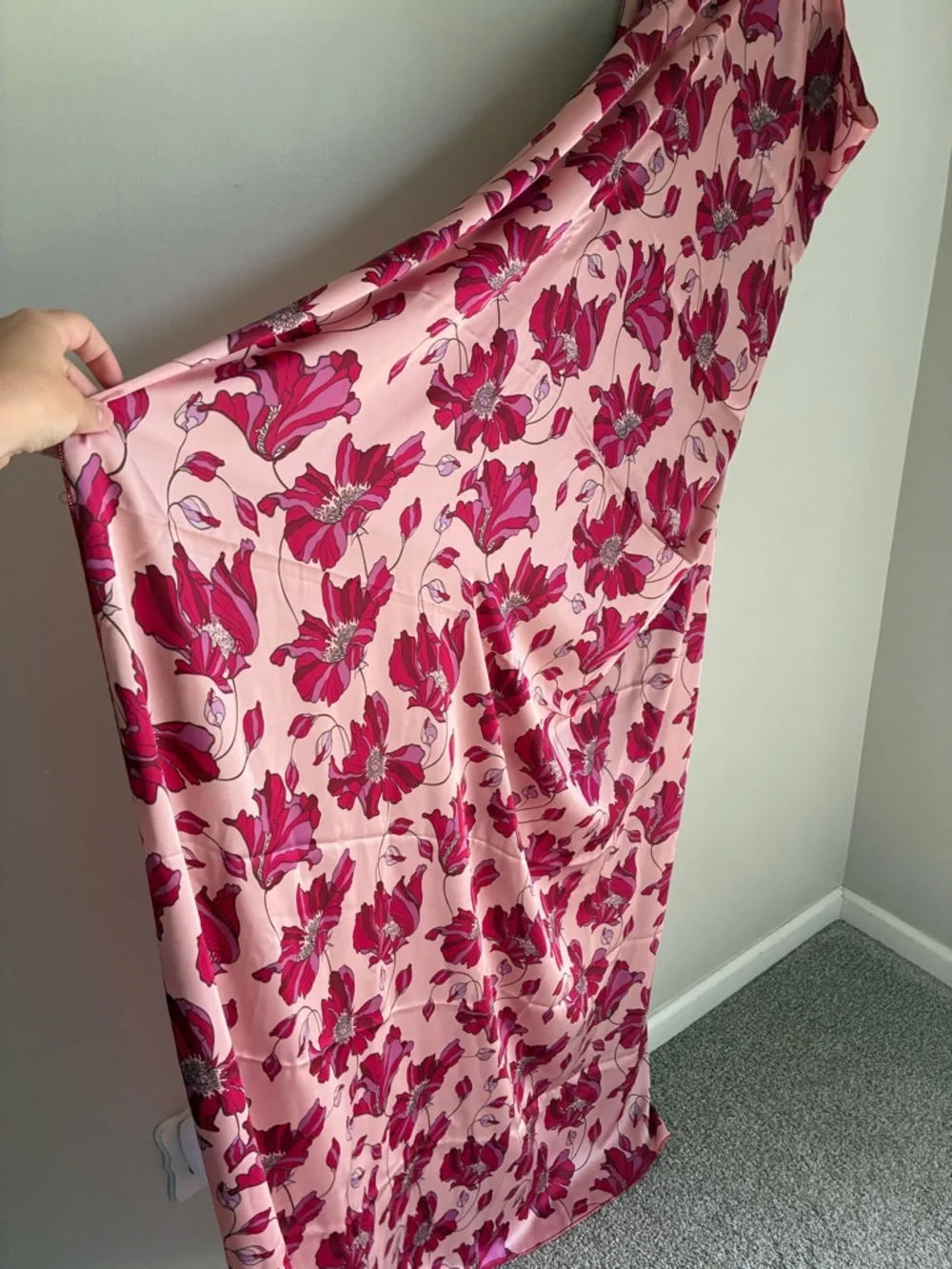 Initials Inc Very Large Floral Satin‎ Scarf Wrap Initial “M”